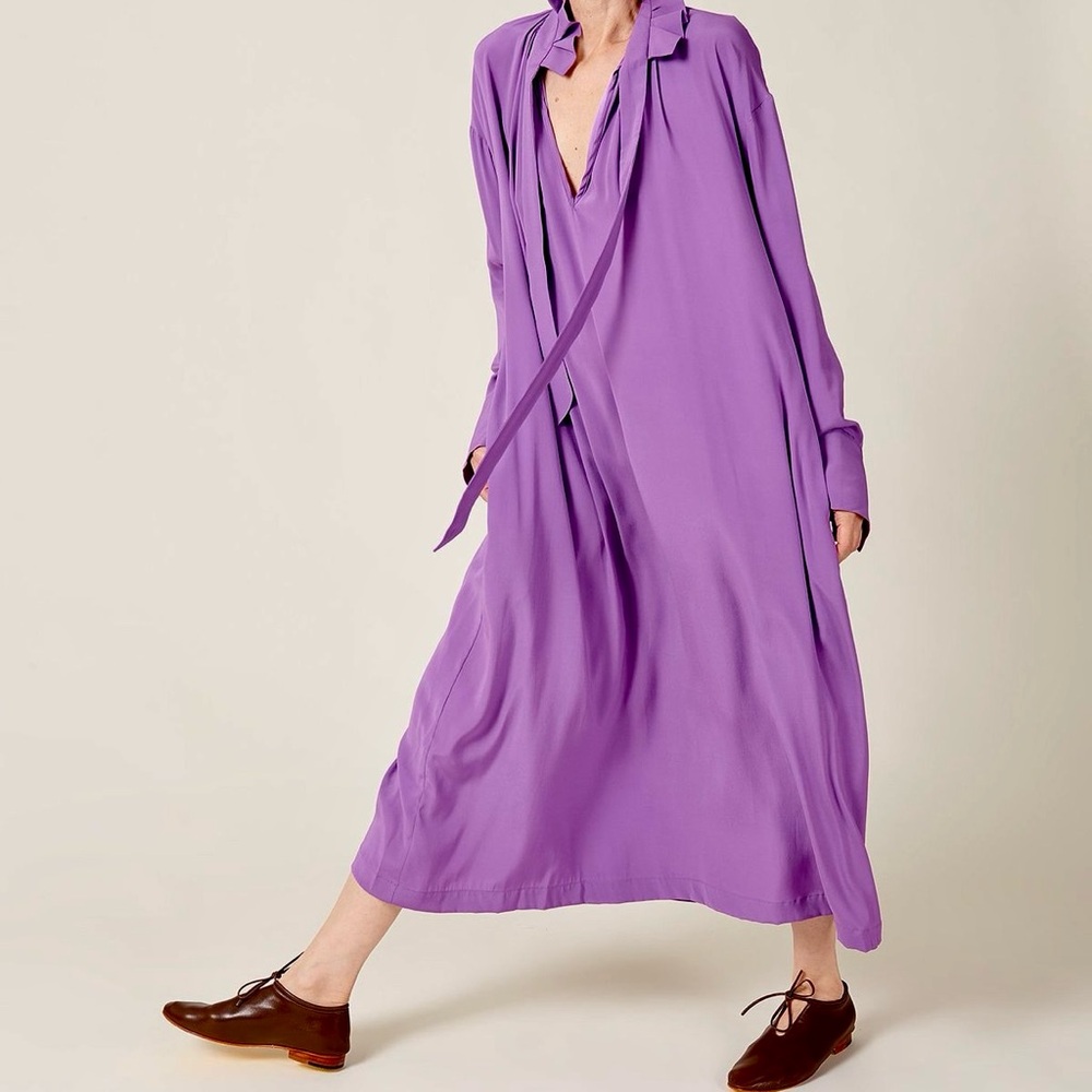 Christian Wijnants Diana lavender silk crepe dress